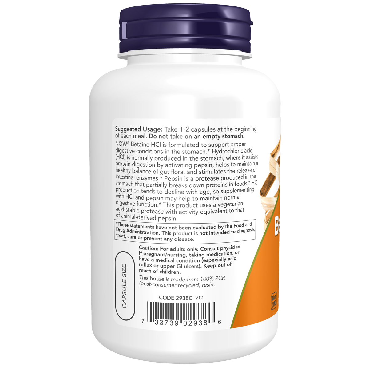 Betaine HCl 648 mg 120VC (Vegetarian Formula) - Image 2