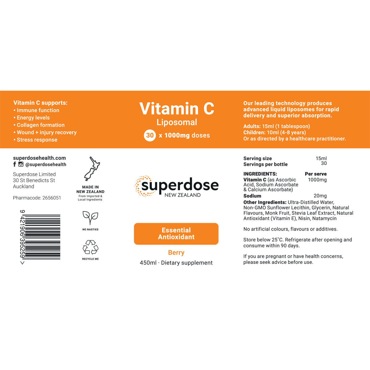 Superdose Vitamin C-Liposomal 1000mg 75ml & 450ml - Image 3